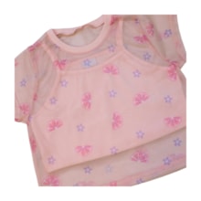 Conjunto Feminino Blusa Top com Tela Estampada e Shorts Saia Moletinho 11915 - Kaiani   