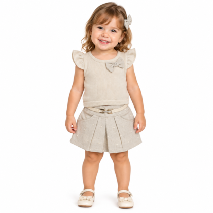 Conjunto Feminino Blusa Tricô e Saia Bolinhas 2282 - Carol e Dani