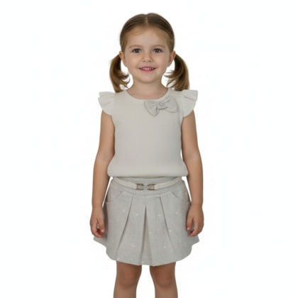 Conjunto Feminino Blusa Tricô e Saia Bolinhas 2282 - Carol e Dani
