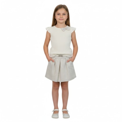 Conjunto Feminino Blusa Tricô e Saia Bolinhas 2282 - Carol e Dani