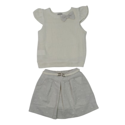 Conjunto Feminino Blusa Tricô e Saia Bolinhas 2282 - Carol e Dani