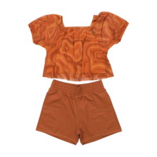 Conjunto Feminino Blusa Tule e Shorts Sarjado 5000073 - Amora 