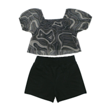 Conjunto Feminino Blusa Tule e Shorts Sarjado 5000073 - Amora 