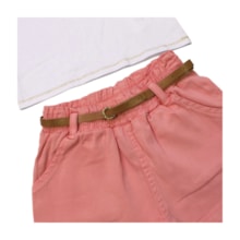 Conjunto Feminino Blusa Ursa e Shorts Sarja Cinto - 21625 - Glinny