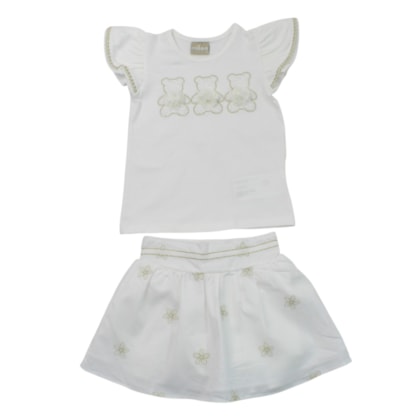 Conjunto Feminino Blusa Ursos e Saia 2001934 - Milon