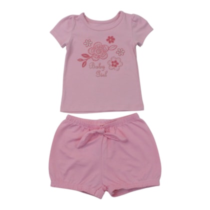 Conjunto Feminino Blussa Estampa Flores com Glitter e Shorts 46169 - Kely Kety