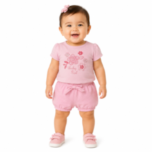 Conjunto Feminino Blussa Estampa Flores com Glitter e Shorts 46169 - Kely Kety