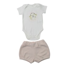 Conjunto Feminino Body com Strass Shorts Listrdo 2405 - Mini Moon