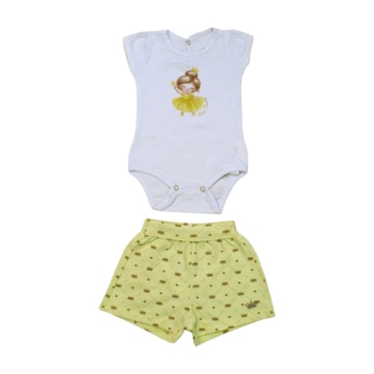 Conjunto Feminino Body Estampa Bailarina e Shorts 20314 - Glinny  