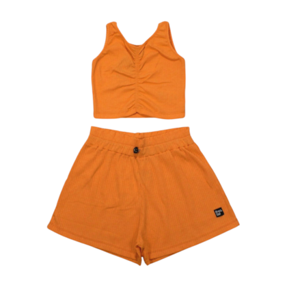 Conjunto Feminino Canelado Blusa Franzida e Shorts 63412 - Kamylus 