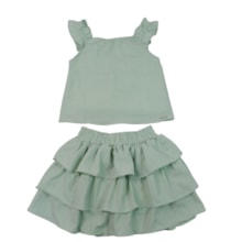 Conjunto Feminino Crepe  Blusa e Saia com Babados 425703 - Vrasalon