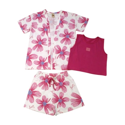 Conjunto Feminino Estampado Flores 3 Peças 9260 - Livy