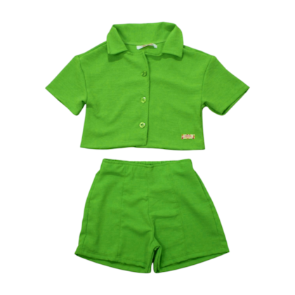 Conjunto Feminino Tecido Blusa com Botões e Shorts 8819 - Time Kids     