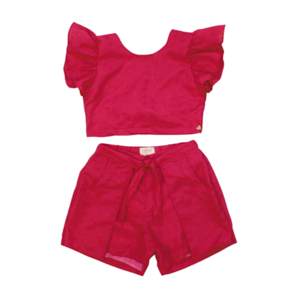 Conjunto Feminino Tecido Blusa e Shorts Bordado 7383 - Pokotinha 