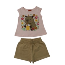 Conjunto Feminno Blusa Estampa Capivara e Shorts Moletinho 1001778 - Kyly