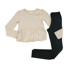 Conjunto Longo Blusa Balone Aplique Laço e Calça 37357 - Angerô