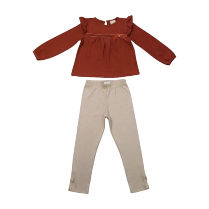 Conjunto Longo Blusa com Aplique Laço e Legging 37333 - Angerô