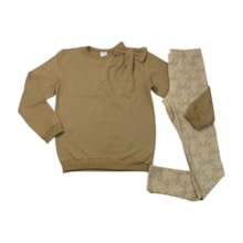 Conjunto Longo Blusa com Strass e Legging Jacquard Laços A8165 - Alakazoo