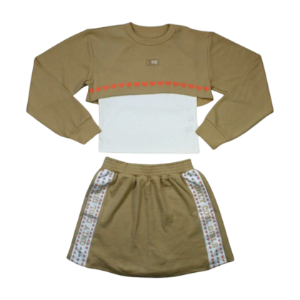 Conjunto Longo Blusa Cotton Moletom, Shorts Saia 14865 - Abrange