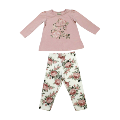Conjunto Longo Blusa e Legging Estampada Rosas 2000758 - Milon 