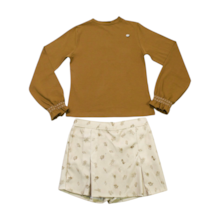 Conjunto Longo Blusa e Shorts Saia Veludo Cotele Estampado 55851 - Brandili Mundi   