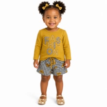 Conjunto Longo Blusa Estampa Fashion e Shorts 1001539 - Kyly