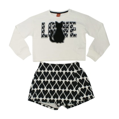 Conjunto Longo Blusa Estampa Love e Shorts 1001561 - Kyly