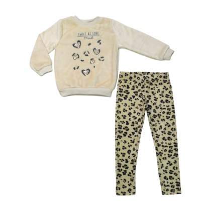 Conjunto Longo Blusa Pêlo e Legging Oncinha 56208  - Brandili Mundi