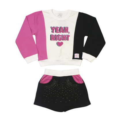 Conjunto Longo Blusa, Shorts Saia em Moletom 11911 - Abrange