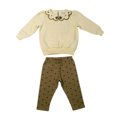 Conjunto Longo Blusa Urso Bordado e Legging A8110 - Alakazoo