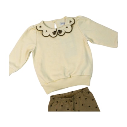 Conjunto Longo Blusa Urso Bordado e Legging A8110 - Alakazoo