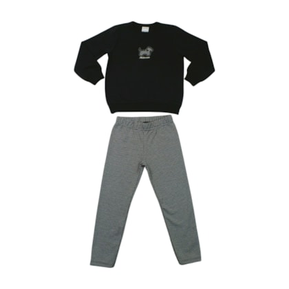 Conjunto Longo Blusão Bordado e Legging Xadrez A8125 - Alakazoo