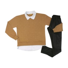 Conjunto Longo Blusão com Strass e Legging Cirrê 26566 - Rollu