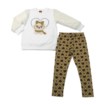 Conjunto Longo Blusão e Legging Estampada Corações 1001536 - Kyly