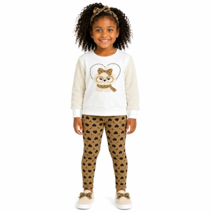Conjunto Longo Blusão e Legging Estampada Corações 1001536 - Kyly