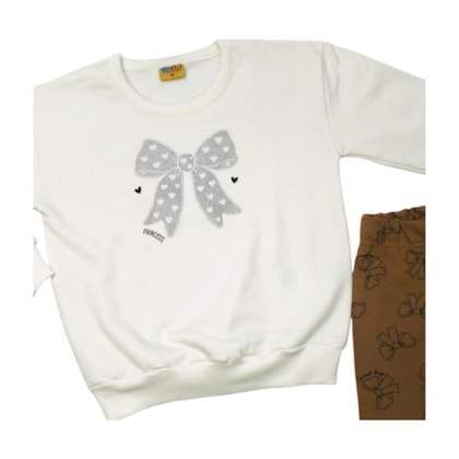 Conjunto Longo Blusão e Legging Estampada Laços 26153 - Rollu