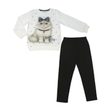 Conjunto Longo Blusão Estampa Gato e Legging A8153 - Alakazoo