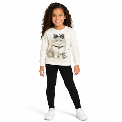 Conjunto Longo Blusão Estampa Gato e Legging A8153 - Alakazoo