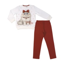 Conjunto Longo Blusão Estampa Gato e Legging A8153 - Alakazoo