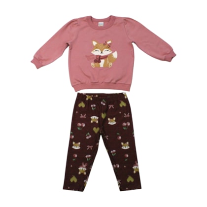 Conjunto Longo Blusão Estampa Raposa e Legging 12860 - Boca Grande