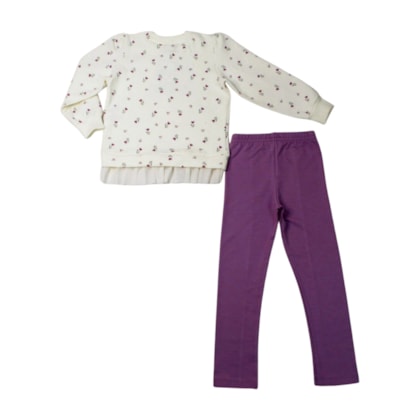 Conjunto Longo Blusão Estampado Flores e Legging 37339 - Angerô