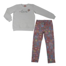 Conjunto Longo Blusão Love Bordado Lantejoulas e Legging 60610 - Kely Kety