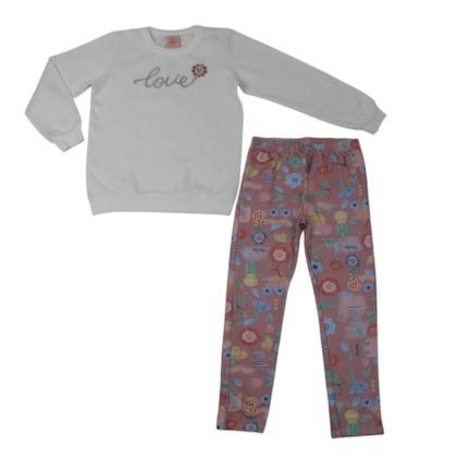 Conjunto Longo Blusão Love Bordado Lantejoulas e Legging 60610 - Kely Kety