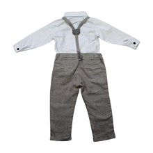 Conjunto Longo  Body Camisa e Calça com Suspensório 283374 - Aconchego do Bebê 