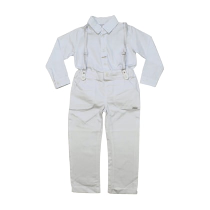 Conjunto Longo Camisa e Calça com Suspensório 283374 - Aconchego do Bebê