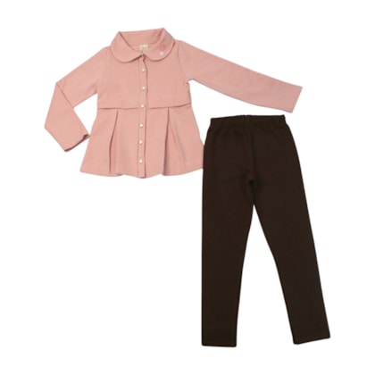 Conjunto Longo Casaco com Botões Coração e Legging 37324 - Angerô