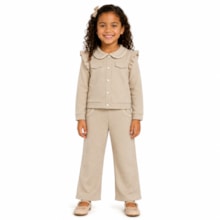 Conjunto Longo Casaco com Renda e Calça Pantalona 37323 - Angerô