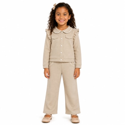 Conjunto Longo Casaco com Renda e Calça Pantalona 37323 - Angerô