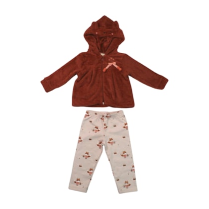 Conjunto Longo Casaco Pelúcia Carinha e Legging 37342 - Angerô