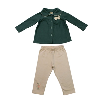 Conjunto Longo Casaco Soft Laço e Legging 37338 - Angerô